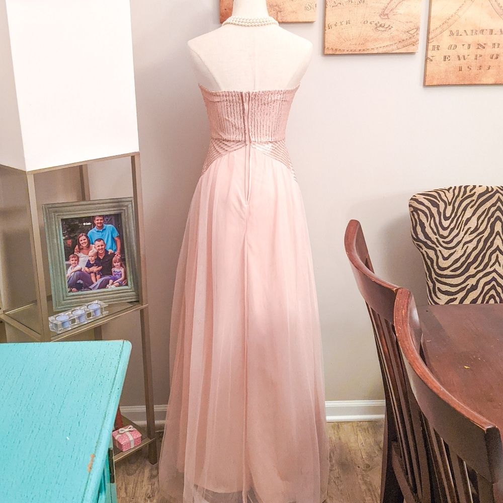 Make OFFER! Pastel Pink Sequined Formal Gown | A-Line Dress - Picture 3 of 11